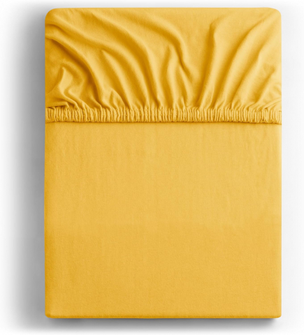 Cearceaf cu elastic, bumbac jersey, 160 x 200 x 25 cm, Galben mustar [4]