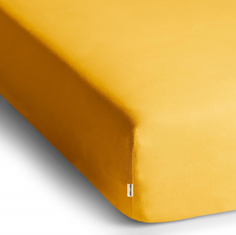 Cearceaf cu elastic, bumbac jersey, 160 x 200 x 25 cm, Galben mustar [3]
