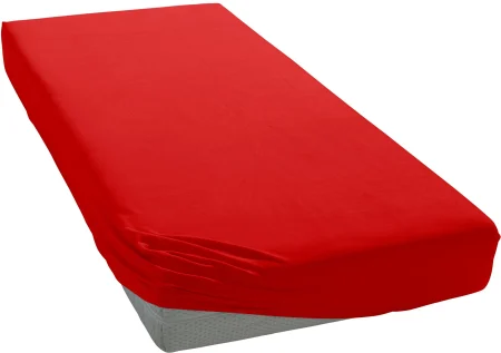 Cearceaf de pat cu elastic - Cearceaf cu elastic, bumbac jersey, 200 x 200 x 25 cm, Rosu