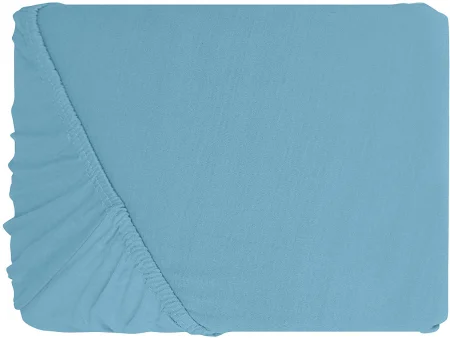 Cearceaf de pat cu elastic - Cearceaf cu elastic, bumbac jersey, 200 x 220 x 25 cm, Albastru deschis