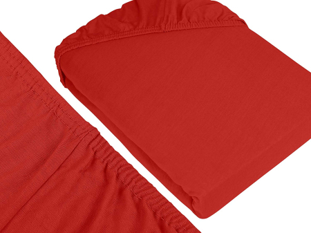 Cearceaf cu elastic, bumbac jersey, 200 x 220 x 25 cm, Rosu [2]