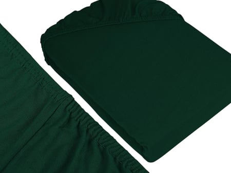 Cearceaf cu elastic, bumbac jersey, 200 x 220 x 25 cm, Verde inchis [2]