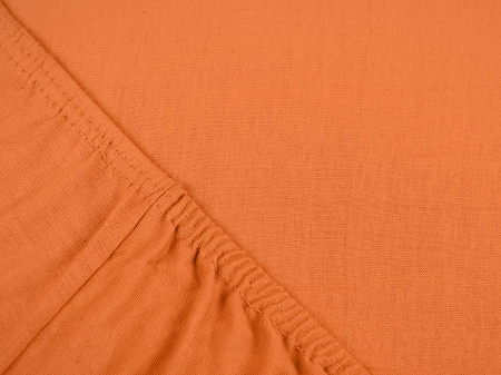 Cearceaf cu elastic, bumbac jersey, 140 x 200 x 25 cm, Portocaliu [1]