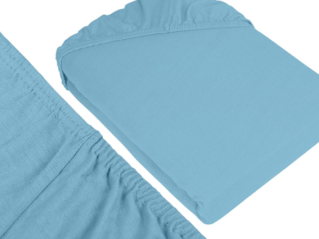 Cearceaf cu elastic, bumbac jersey, 140 x 200 x 25 cm, Albastru deschis [1]
