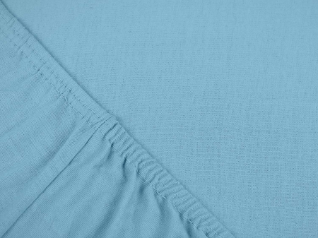 Cearceaf cu elastic, bumbac jersey, 140 x 200 x 25 cm, Albastru deschis [2]