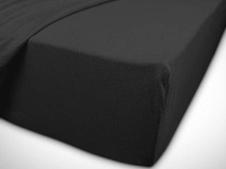 Cearceaf cu elastic, bumbac jersey, 140 x 200 x 25 cm, Negru [2]