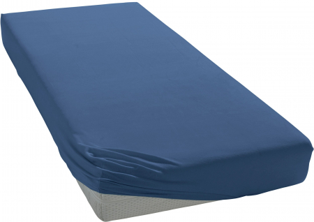 Cearceaf de pat cu elastic - Cearceaf cu elastic, bumbac jersey, 160 x 200 x 25 cm, Albastru