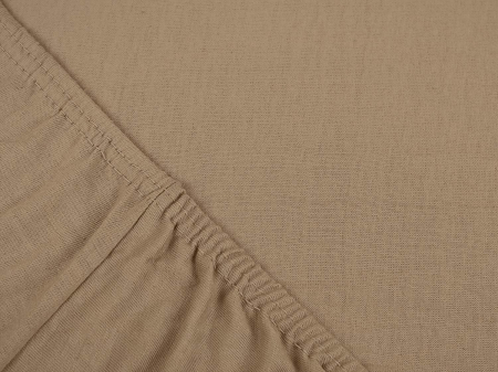 Cearceaf cu elastic, bumbac jersey, 160 x 200 x 25 cm, Crem inchis [2]