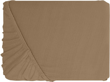 Cearceaf de pat cu elastic - Cearceaf cu elastic, bumbac jersey, 160 x 200 x 25 cm, Crem inchis