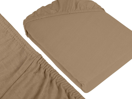 Cearceaf cu elastic, bumbac jersey, 160 x 200 x 25 cm, Crem inchis [1]
