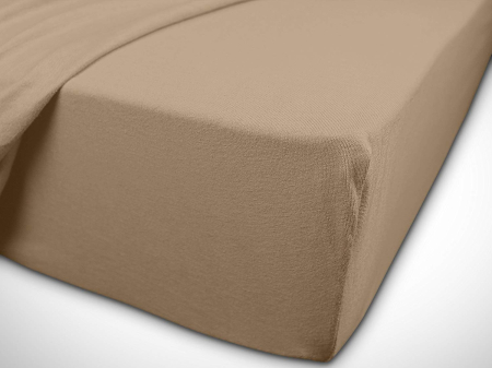 Cearceaf cu elastic, bumbac jersey, 160 x 200 x 25 cm, Crem inchis [3]