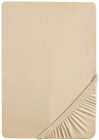 Cearceaf de pat cu elastic - Cearceaf cu elastic, bumbac jersey, 160 x 200 x 25 cm, Crem