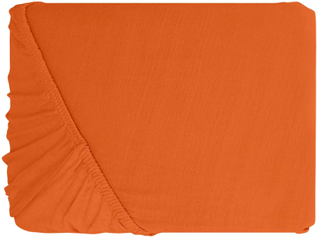 Cearceaf de pat cu elastic - Cearceaf cu elastic, bumbac jersey, 160 x 200 x 25 cm, Portocaliu