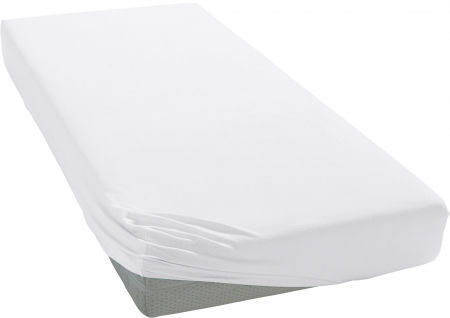 Cearceaf cu elastic, bumbac jersey, 180 x 200 x 25 cm, Alb [3]