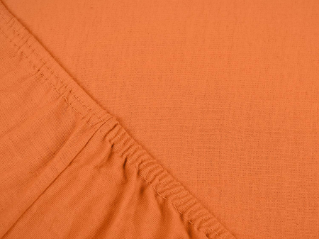 Cearceaf cu elastic, bumbac jersey, 180 x 200 x 25 cm, Portocaliu [2]