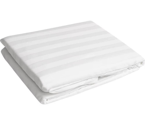 Cearceaf de pat cu elastic - Cearceaf de pat cu elastic Damasc, densitate 160 gr/mp, 25 inaltime, dungi 2 cm, Alb