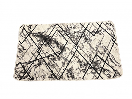 Covoare baie, living, camera, bucatarie - Covor antiderapant 60 X 100 cm, Alb/negru