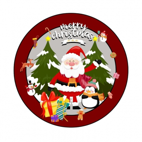 Covoare baie, living, camera, bucatarie - Covor Craciun antiderapant  Digital 3 D  90 X 90 cm