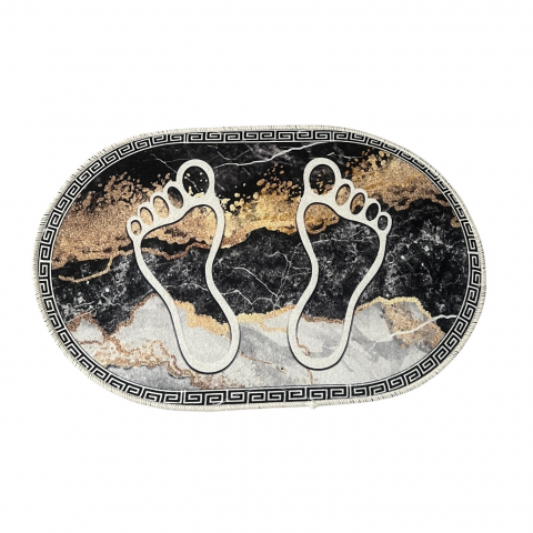 Covoare baie, living, camera, bucatarie - Covor de baie antiderapant, cada/dus, 38x60 cm, absorbant, uscare rapida, Negru/galben/gri