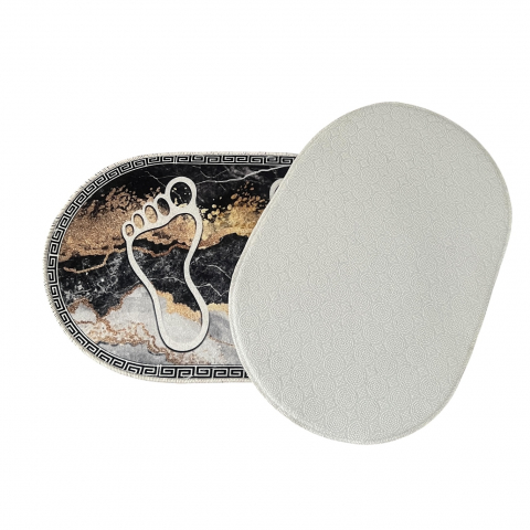 Covor de baie antiderapant, cada/dus, 38x60 cm, absorbant, uscare rapida, Negru/galben/gri [2]