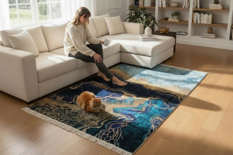 Covoare baie, living, camera, bucatarie - Covor mocheta antiderapant Digital 3 D, 60 X 110 CM