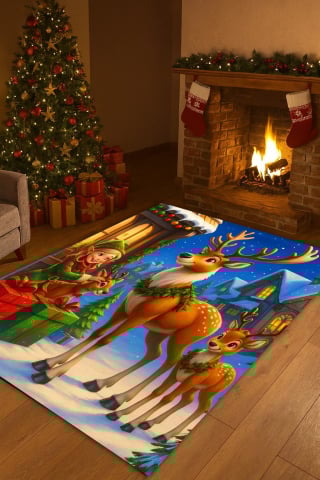 Covoare baie, living, camera, bucatarie - Covor mocheta CRACIUN antiderapant Digital 3 D, 60 X 110 CM