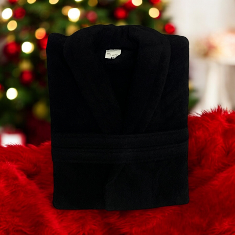 Halat de baie, bumbac 100%, Negru, XL [2]