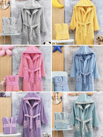 Halat de baie copii, bumbac, 7-8 ani, Verde turcoaz [2]