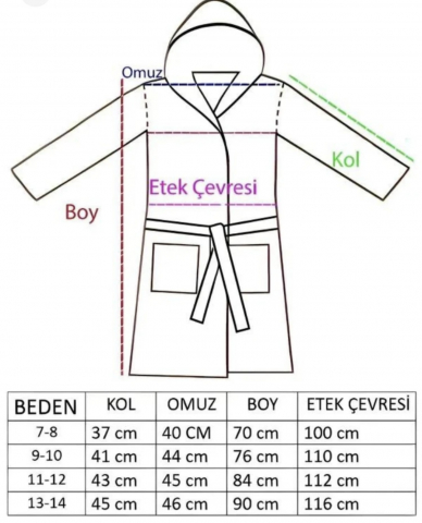 Halat de baie copii, bumbac, 7-8 ani, Verde turcoaz [1]