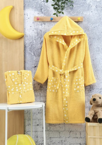 Halate si prosoape pentru copii - Halat de baie copii, bumbac, 9-10 ani, Galben