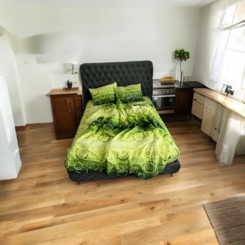 Lenjerie de pat dublu, 4 piese, bumbac 100%, Verde fistik [3]