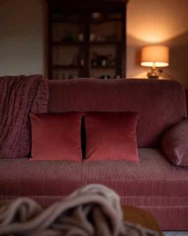 Perne - Fete de perne - Set 2 fete perna 42 x 42 cm, material catifea, Caramiziu