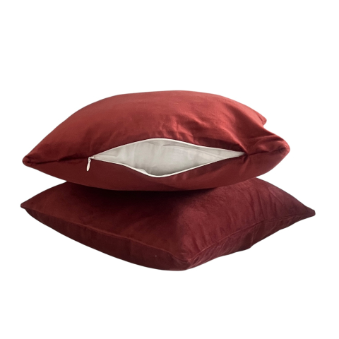 Set 2 fete perna 42 x 42 cm, material catifea, Caramiziu [2]