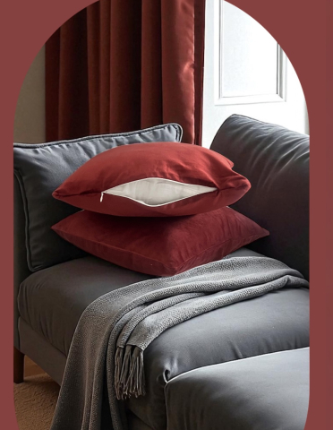 Set 2 fete perna 42 x 42 cm, material catifea, Caramiziu [1]