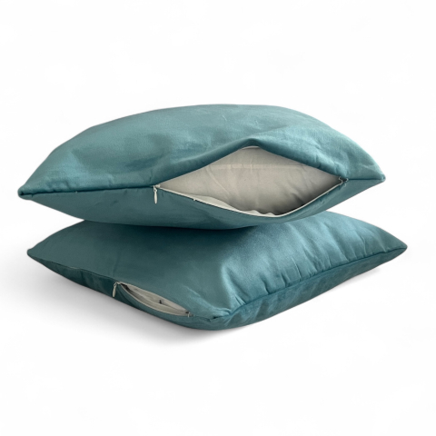 Set 2 fete perna 42 x 42 cm, material catifea, Turcoaz [1]