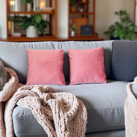 Perne - Fete de perne - Set 2 fete perna 42 x 42 cm, material catifea, Roz