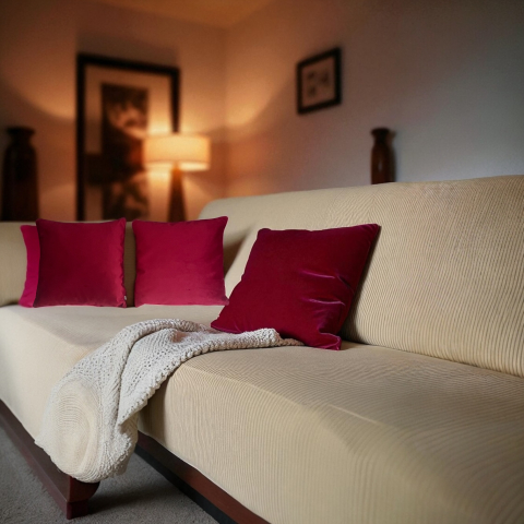 Perne - Fete de perne - Set 2 fete perna 42 x 42 cm, material catifea, Rosu