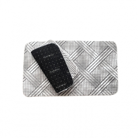 Set covoare baie antiderapante, 2 piese, 60x100 / 50x60 cm, Bej/alb/negru [1]