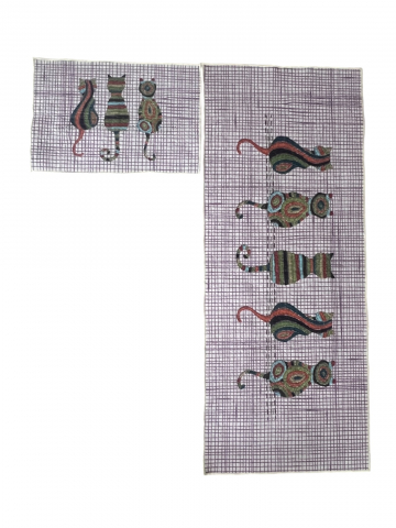 Covoare baie, living, camera, bucatarie - Set covoare bucatarie antiderapante 2 piese, 140x60/60x40 cm, Lila
