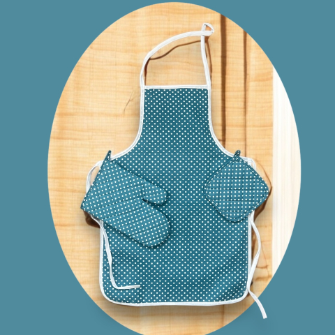 Prosoape - Sorturi - Sort de bucatarie 3 piese, impermeabil, Turcoaz