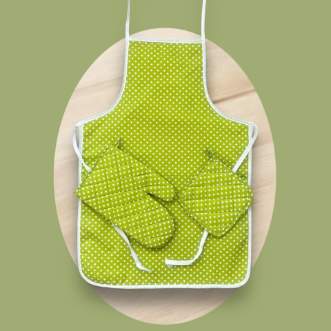 Prosoape - Sorturi - Sort de bucatarie 3 piese, impermeabil, Verde fistic