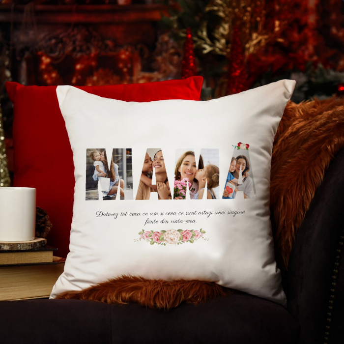 Perna personalizata MAMA cu 4 poze si mesaj [1]