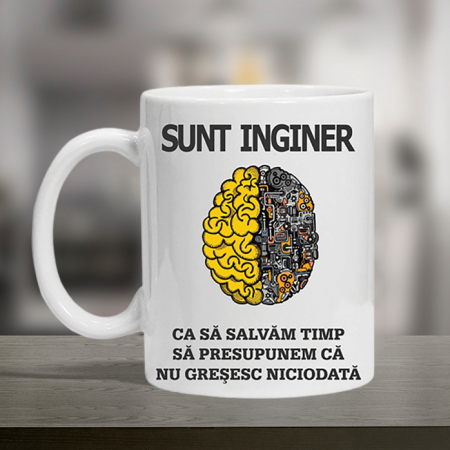 Căni personalizate - Cana alba personalizata cu textul “sunt inginer”,330ml