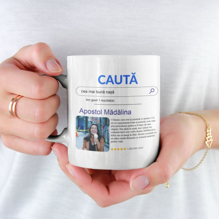 Valentine's Day - Cana personalizata google cu poza si text "cea mai buna..."