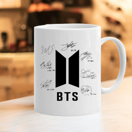 Căni personalizate - Cana personalizata trupa bts signatures, ceramica, 330 ml