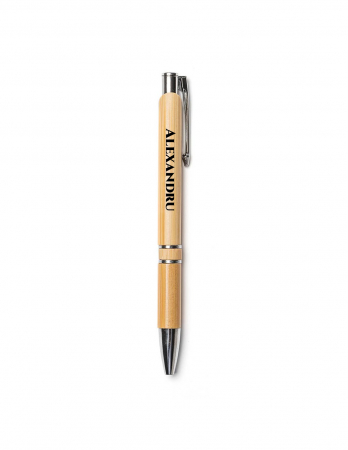 Set premium caiet si pix din bambus gravat [3]
