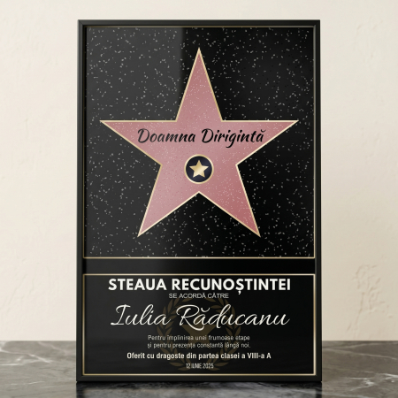 Sfarsit de an scolar - Tablou a4 personalizat steaua recunostintei - absolvire
