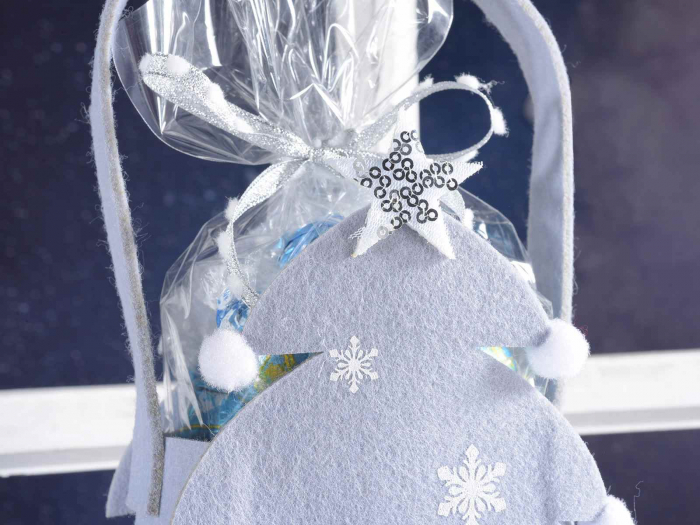 Set gentuțe cadou fetru Brad cu steluțe, pachet 60 buc, 14x8.5x16 cm [2]