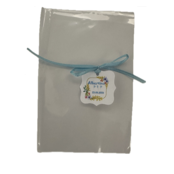 Tulle turcoaz cu efect de matase + eticheta personalizata+ panglica [6]