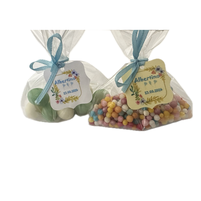 Tulle turcoaz cu efect de matase + eticheta personalizata+ panglica [10]